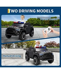 homfan 12V Pickup Truck Ride On, Remote Control, Gentle Start, Music, Spring Suspension, Led Lights, Truck Bed Storage