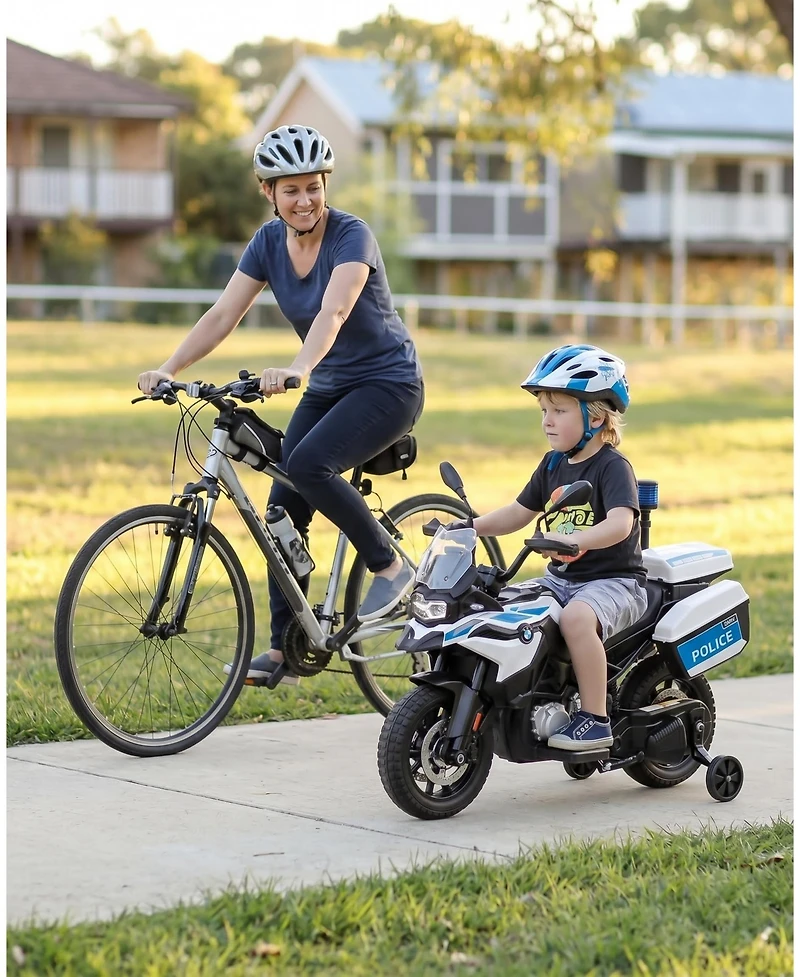 homfan Licensed Kids Ride On Police Motorcycle, 12v Electric Toy with Eva Tires and Warning Lights for Boys and Girls