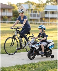 homfan Licensed Kids Ride On Police Motorcycle, 12v Electric Toy with Eva Tires and Warning Lights for Boys and Girls