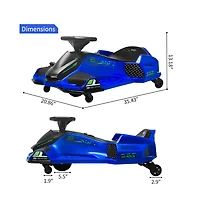 homfan Ride On Drift Kart, 24V Electric Go Kart with 180W Brushless Motors, Up to 7.5 mph Variable Speed Battery Powered Outdoor Ride On Toy for Kids
