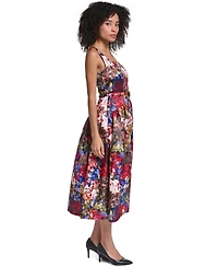 Karl Lagerfeld Paris Women's Printed Satin Drop Waist Midi Dress