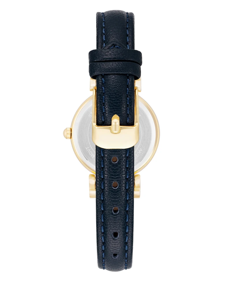 Anne Klein Women's Quartz Gold-Tone Case Navy Leather Strap Watch 28mm x 31mm