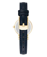 Anne Klein Women's Quartz Gold-Tone Case Navy Leather Strap Watch 28mm x 31mm