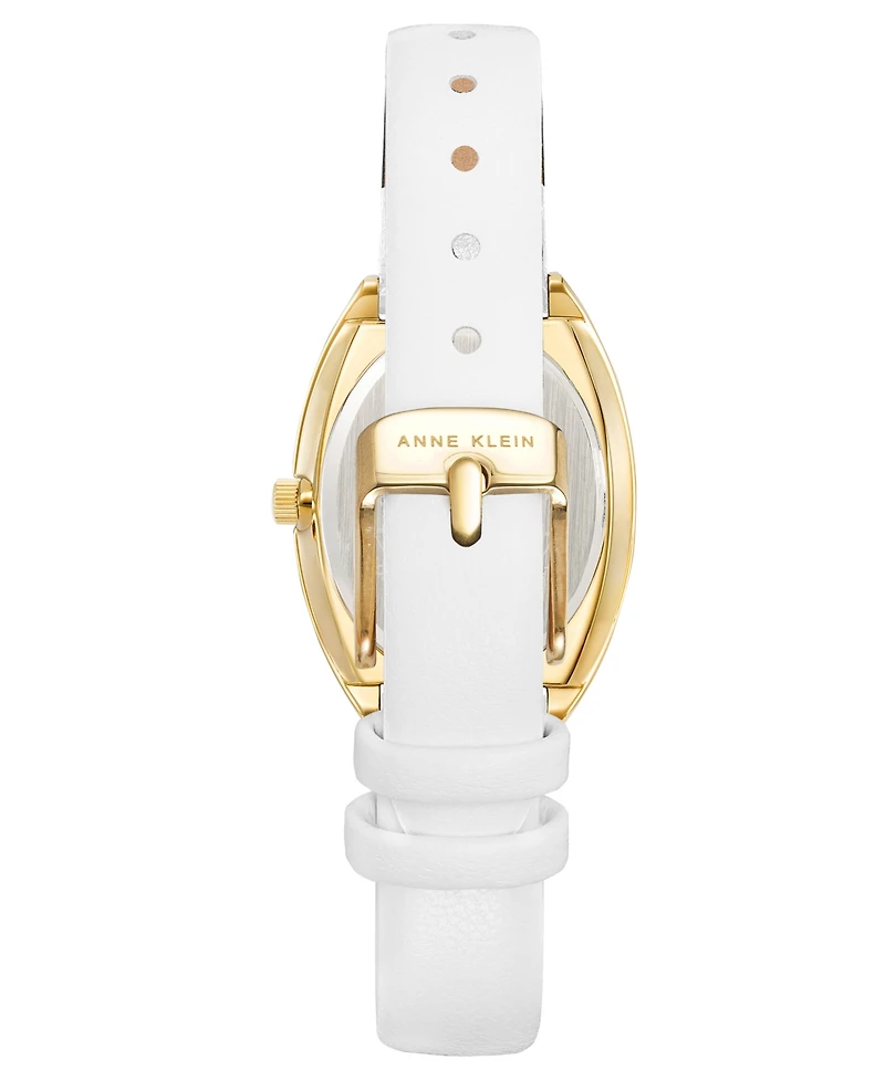 Anne Klein Women's Quartz White Oval Dial White Leather Strap Watch 27.5mm x 35.6mm