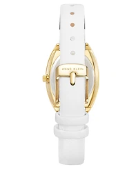 Anne Klein Women's Quartz White Oval Dial White Leather Strap Watch 27.5mm x 35.6mm