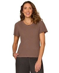 Democracy Women's Flounce Short-Sleeve Crochet Top