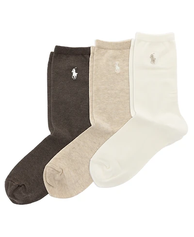 Polo Ralph Lauren Women's Flat Knit Crew Solid Socks, 3-Pack