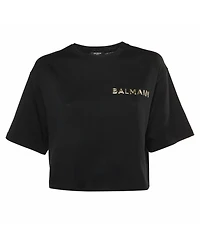 Pre-Owned Balmain Women's Logo Embossed Jersey Crop Top