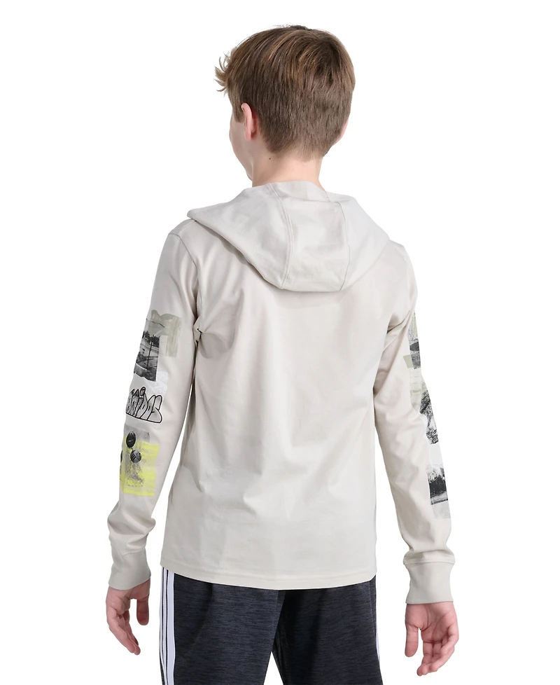 adidas Boys' 8-20 Long-Sleeve Hooded Photoreal Sport T-Shirt