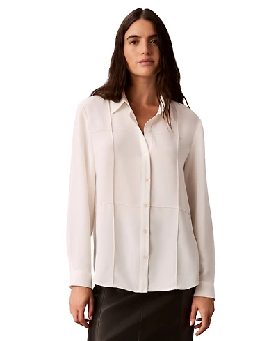 Calvin Klein Women's Long-Sleeve Collared Neck Shirt