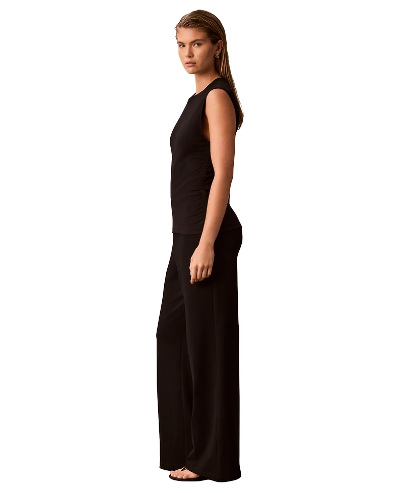 Calvin Klein Women's Side Ruched Sleeveless T-Shirt