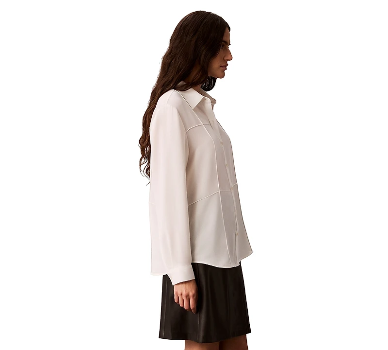 Calvin Klein Women's Long-Sleeve Collared Neck Shirt