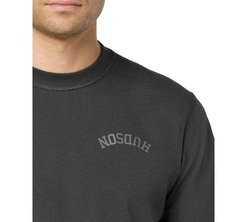 Hudson Jeans Men's Chest Logo Graphic Detail Crewneck T-Shirt