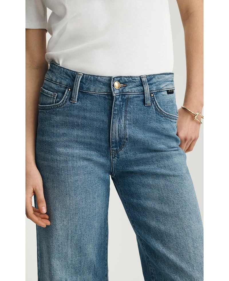 Mavi Jeans Women's Paloma Mid Rise Wide Leg Brushed Gold Premium