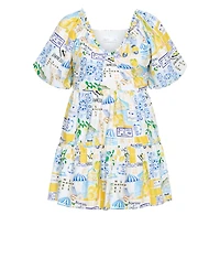 City Chic Women's Plus Print Puff Sleeve Mini Dress