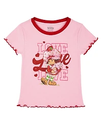 Strawberry Shortcake Girls' 5-12 2-Piece Short Sleeve T-Shirt and Flare Pants Set