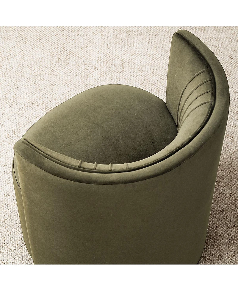 Maison Boucle Office Chair for Desk, Velvet Burgundy Barrel with Hidden Casters, Upholstered Tub Seat Curved Back, Space-Saving