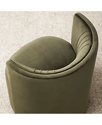 Maison Boucle Office Chair for Desk, Velvet Burgundy Barrel with Hidden Casters, Upholstered Tub Seat Curved Back, Space-Saving