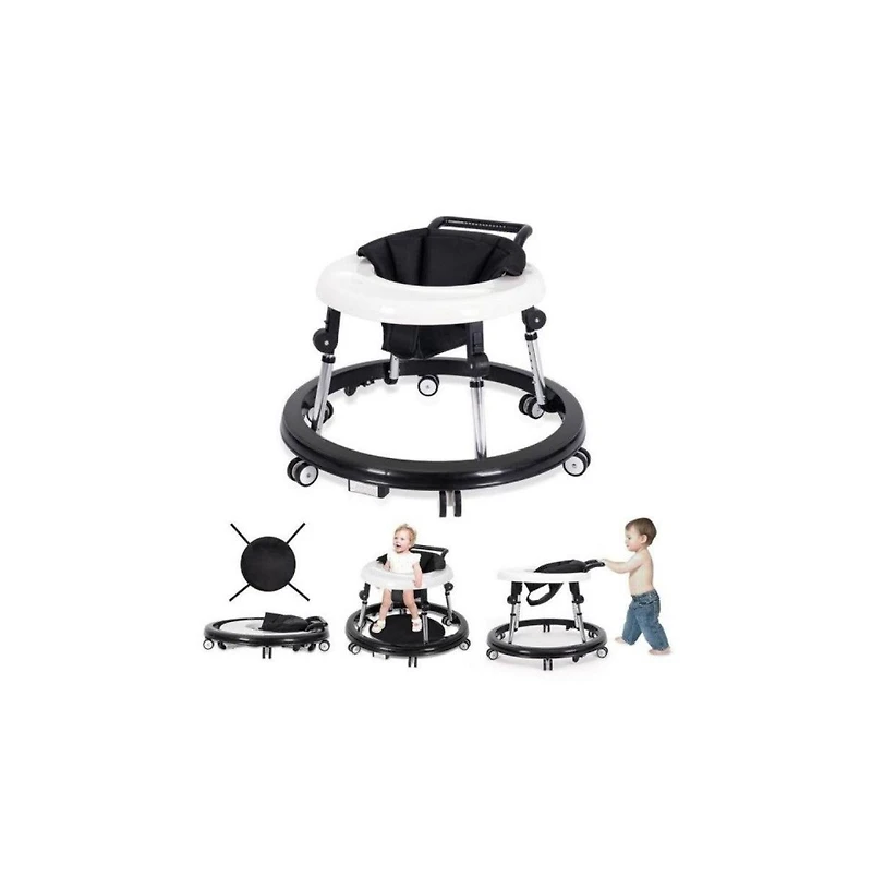 Kmaier Baby Walker Portable Adjustable Height Foldable Toddler Walker 9 Adjustable Heights, Baby Walker with Wheels Portable