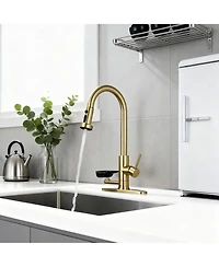 Phying 3-in-1 Kitchen Faucet with Press-Type Glass Rinser, High-Arc Pull-Down Sprayer Faucet
