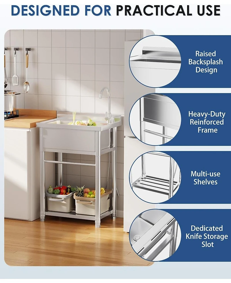 Aecojoy Stainless Steel Utility Sink