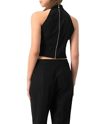 Ivonne Women's Halter-Neck crystal-adorned Sleeveless Crop Top