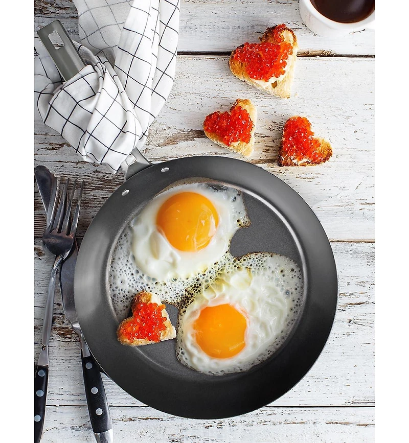 Commercial Chef 12" Carbon Steel Skillet, Non Stick Frying Pan with Ceramic Coating, Safe for Any Cooktop, Oven or Grill, Lighter and Cools Faste
