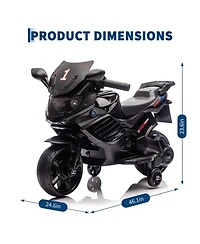 homfan 6V Battery Powered Ride-On Motorcycle Toy, 3-Wheel Stable Design, Training Wheels, Headlight, Horn and Music, Realistic Motorbike, Outdoor Play