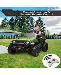homfan 24V 2-Seater Electric Ride-On Car Motor, 20" Extra Wide Seat, 3-Speed, Parental Remote, Wireless Music, Led Lights, Safety Belt, Utv, Gift