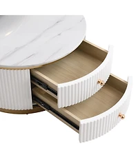Clihome Modern 2 Pieces Round Nesting Coffee Table with Drawers in 27.6'' inch
