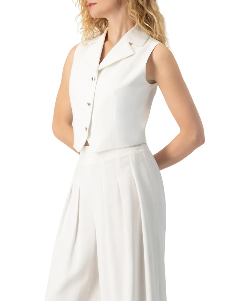 Ivonne Women's Tailored Sleeveless Crop Blazer Vest