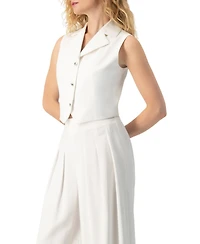 Ivonne Women's Tailored Sleeveless Crop Blazer Vest