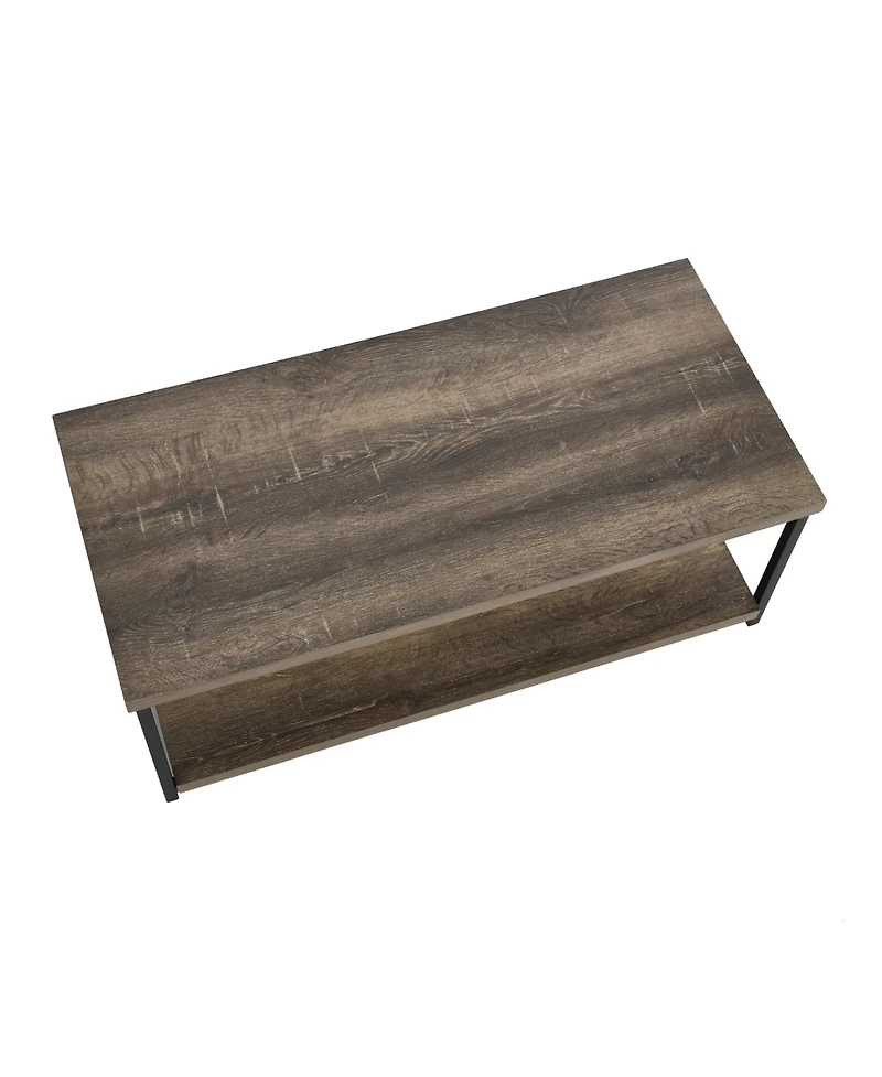 Household Essentials Jamestown Rectangular Coffee Table with Storage Shelf