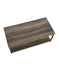 Household Essentials Jamestown Rectangular Coffee Table with Storage Shelf