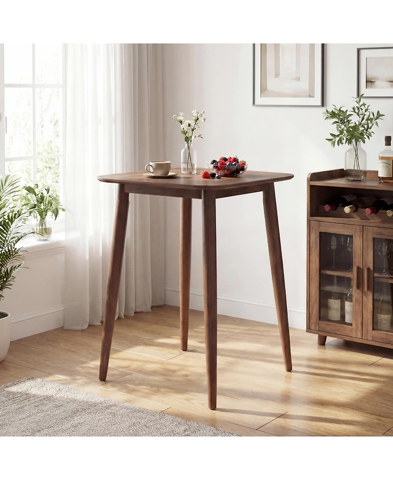 Slickblue 36 Inch Bar Height Table Solid Rubber Wood Legs Wooden Pub Table