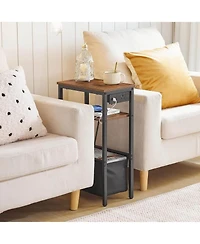 Slickblue Slim Side Table with Charging Hub and Compact Storage for Small Spaces