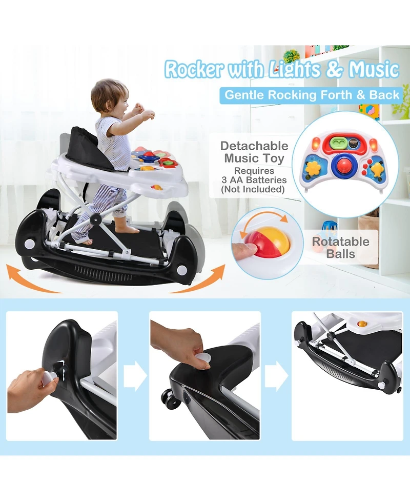 Slickblue Toddler Baby Walker 6-in-1 Foldable Design with Adjustable Height Support