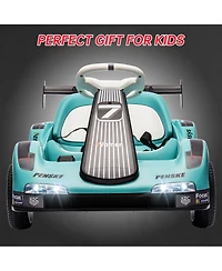 homfan Electric Go Kart Ride-On Racing Car, Dual Motors, Remote Control, Safety Belt, Led Headlights, Music, Standard Test Method Certified
