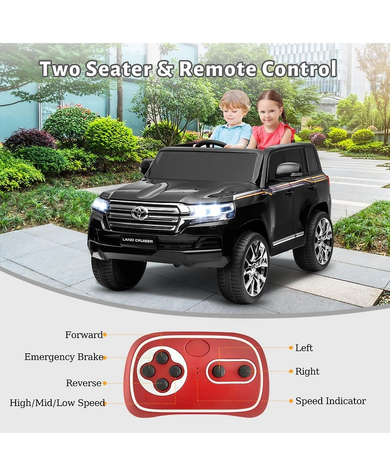 homfan Licensed Toyota Land Cruiser 2 Seater Remote Control Ride-On Car, 66 lb. Capacity, Ages 3+