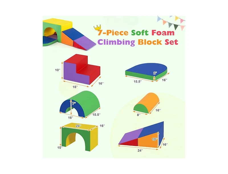 Slickblue Toddler Soft Play Climbing Blocks Set, 7 Pieces with Pu Leather Cover