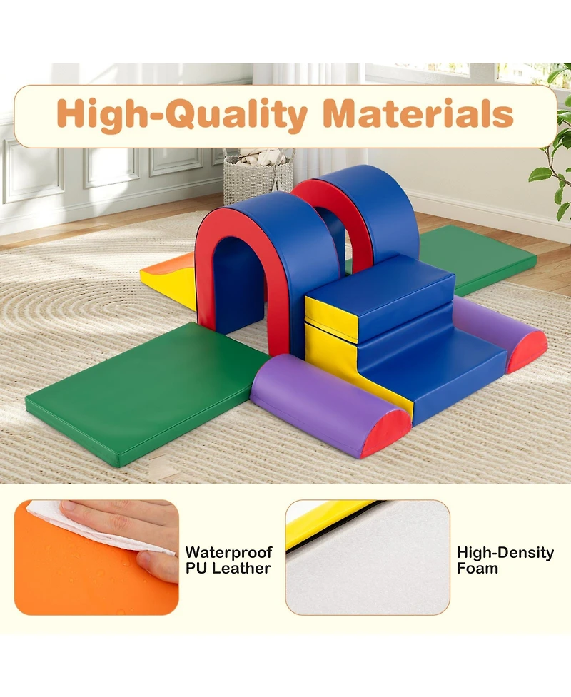 Slickblue 10-Piece Toddler Foam Climber Set with Soft Pu Leather Covers