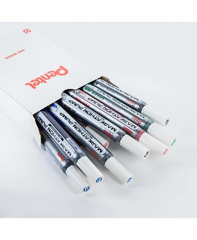 Pentel Markathon Pump Dry Erase Marker, Chisel Tip, Assorted Ink Mixed Os 12pack
