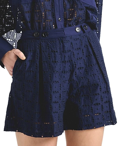 Derek Lam 10 Crosby Women's Mid-Rise Boswell Eyelet Shorts