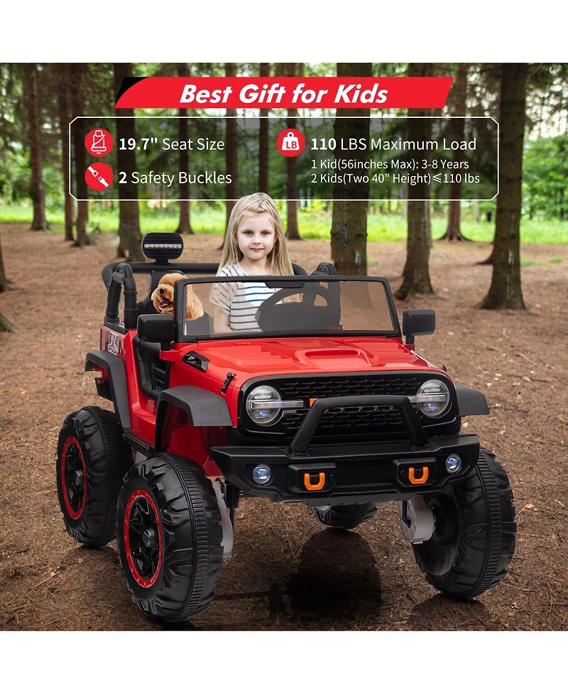 homfan 24v 2 Seater Electric Ride On Truck, 4 Wheel Battery Powered Car Toy with Remote Control for Boys and Girls Ages 3 to 8