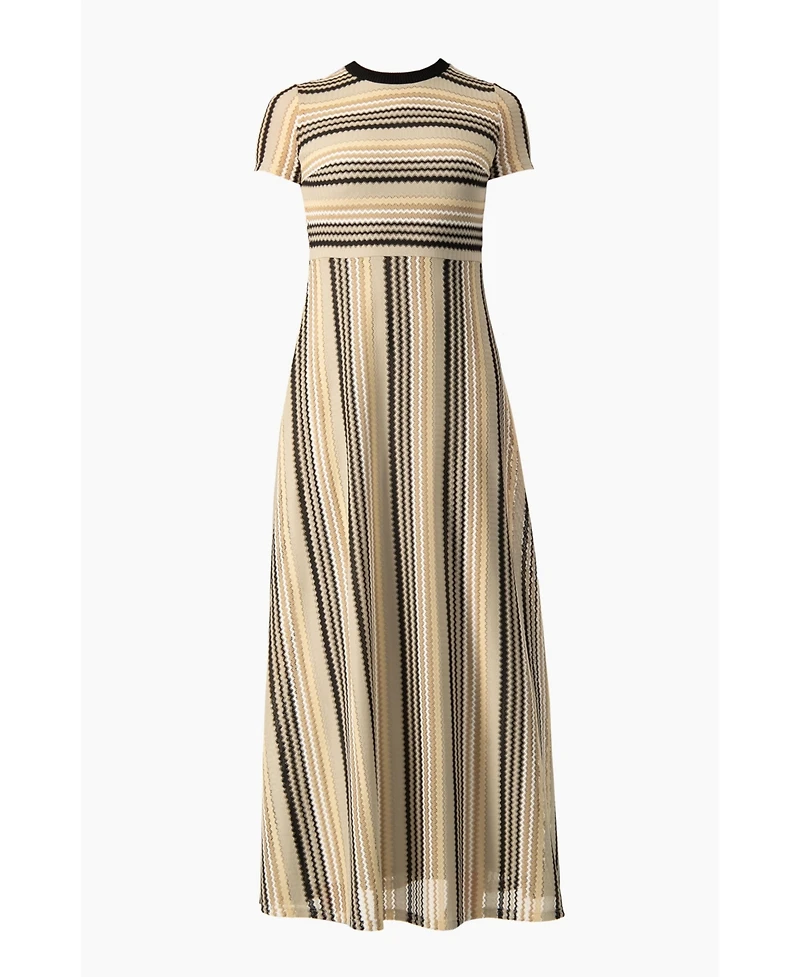 Ivonne Women's Chevron Stripe Crochet Knit Maxi Dress