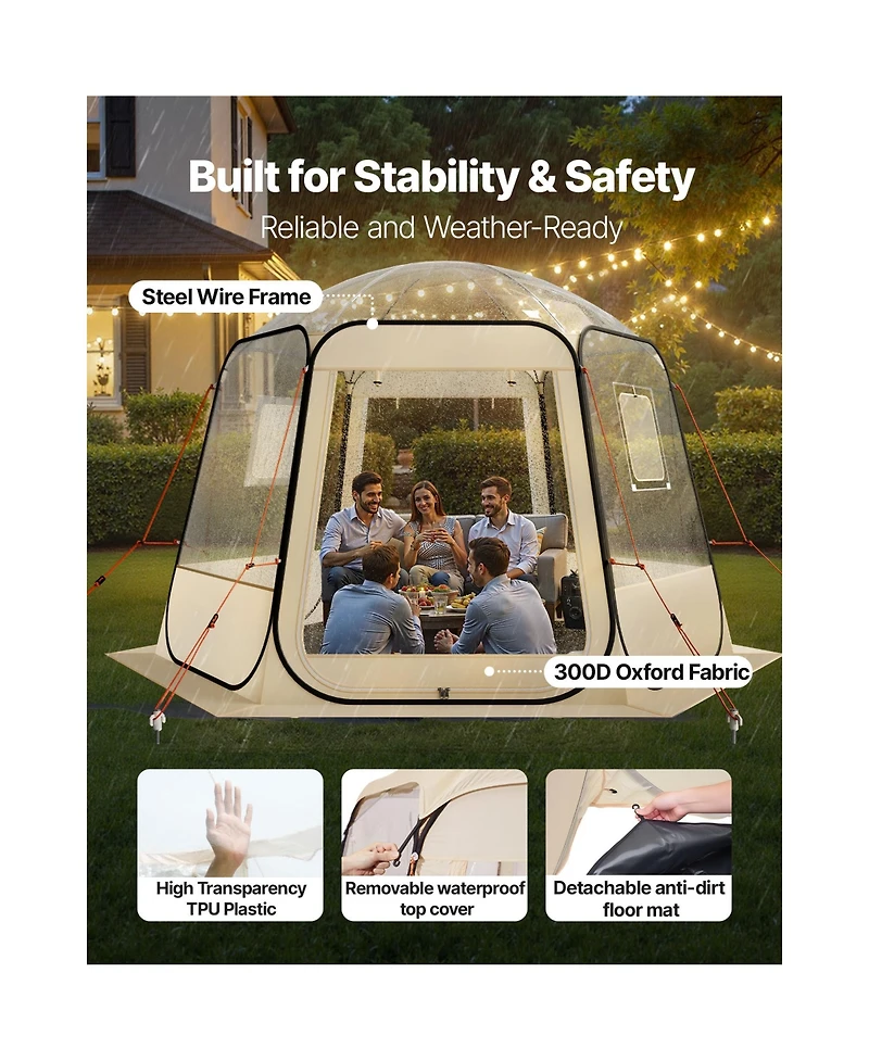 Vevor Pop up Bubble Tent 10 x 9.2 ft Clear Sports Tent 4-8 Persons Weatherproof