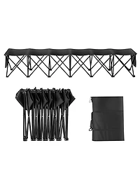 Vevor Folding Chair Sports 6 Seat Team Bench with Sidebag and Carrybag No Backrest