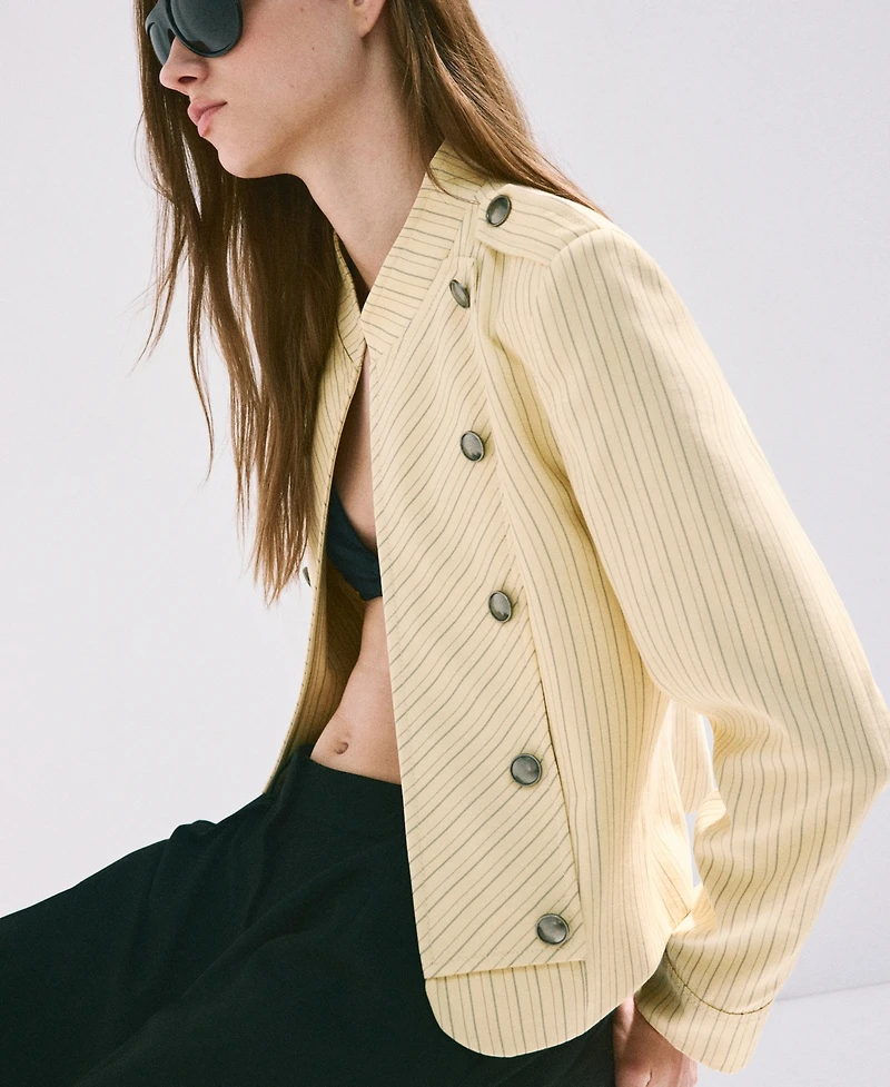 Mango Women's Buttons Pinstripe Jacket