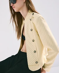 Mango Women's Buttons Pinstripe Jacket