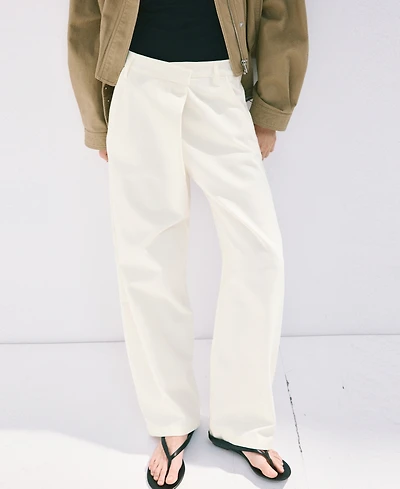 Mango Women's Asymmetrical Cotton Pants